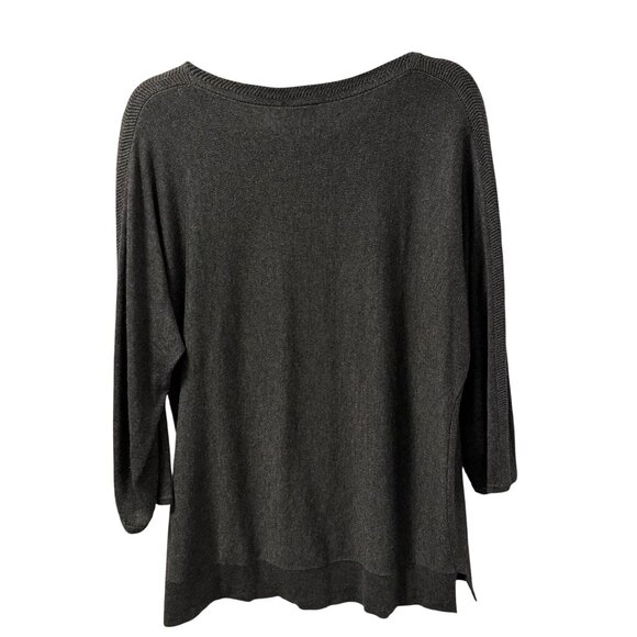 Chicos Womens Lightweight Gray Sweater Size M Rayon/Nylon/Cashmere Blend - Picture 10 of 12